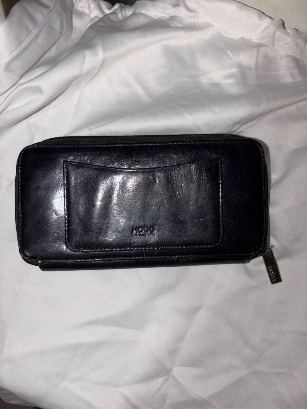 Hobo Wallet black Y2K silver zip around